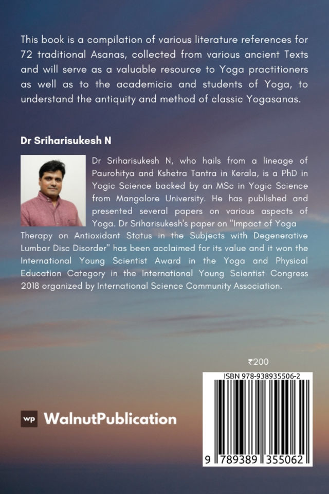 Yogasana Samahara (A Unique Compilation of 72 Traditional Asanas) back cover view