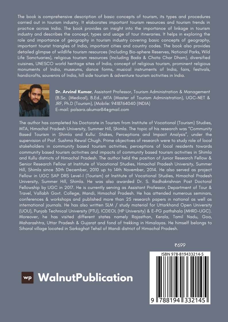 Introduction of Travel and Tourism Management & Tourism Resources of India back cover view