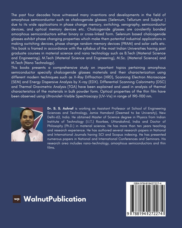 Amorphous Semiconductors: Glassy Materials Characterization Techniques and Applications back cover view