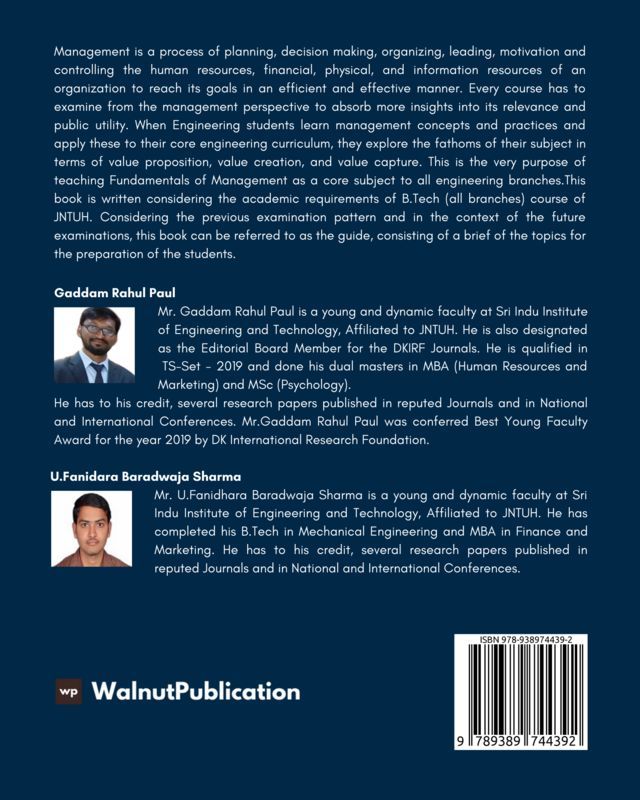 Fundamentals of Management back cover view