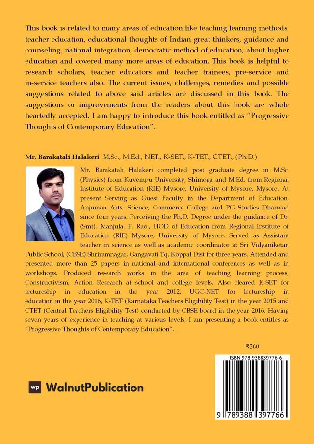 Progressive Thoughts of Contemporary Education back cover view