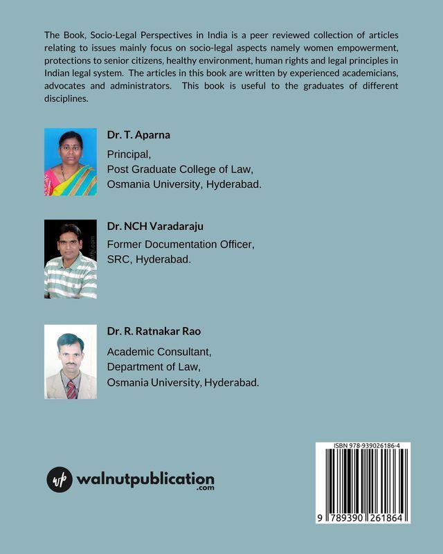 Socio-Legal Perspectives in India back cover view