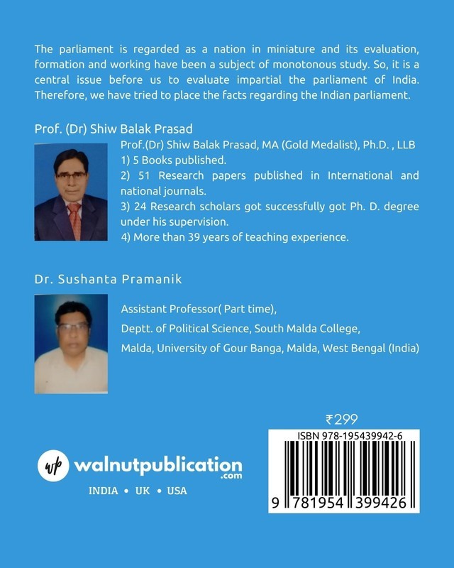 Working of Indian Parliament: Theory and Practice back cover view