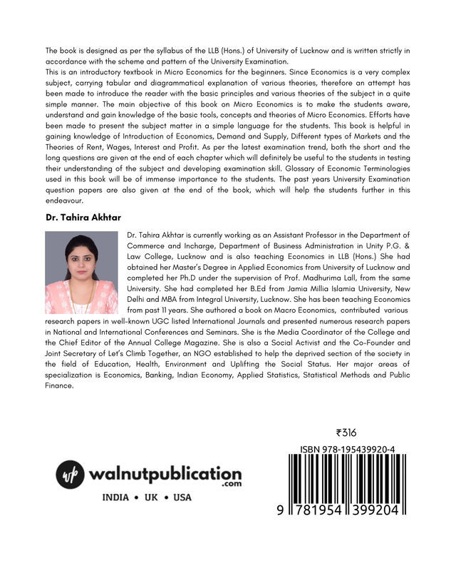 Micro Economics back cover view