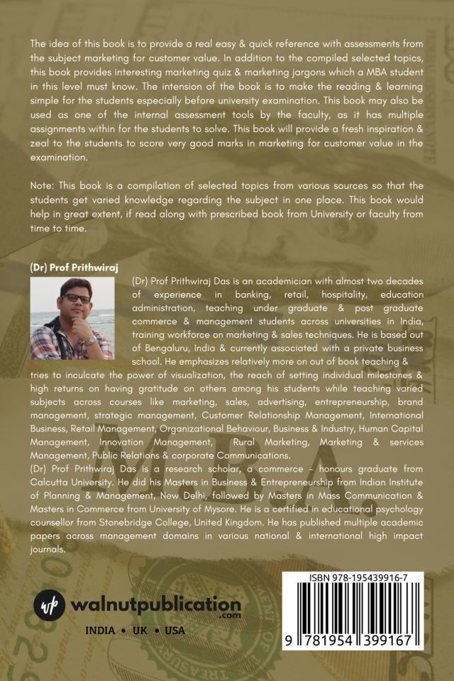 An Easy Guidebook for Quick Revision & Assessment Workbook on Marketing back cover view