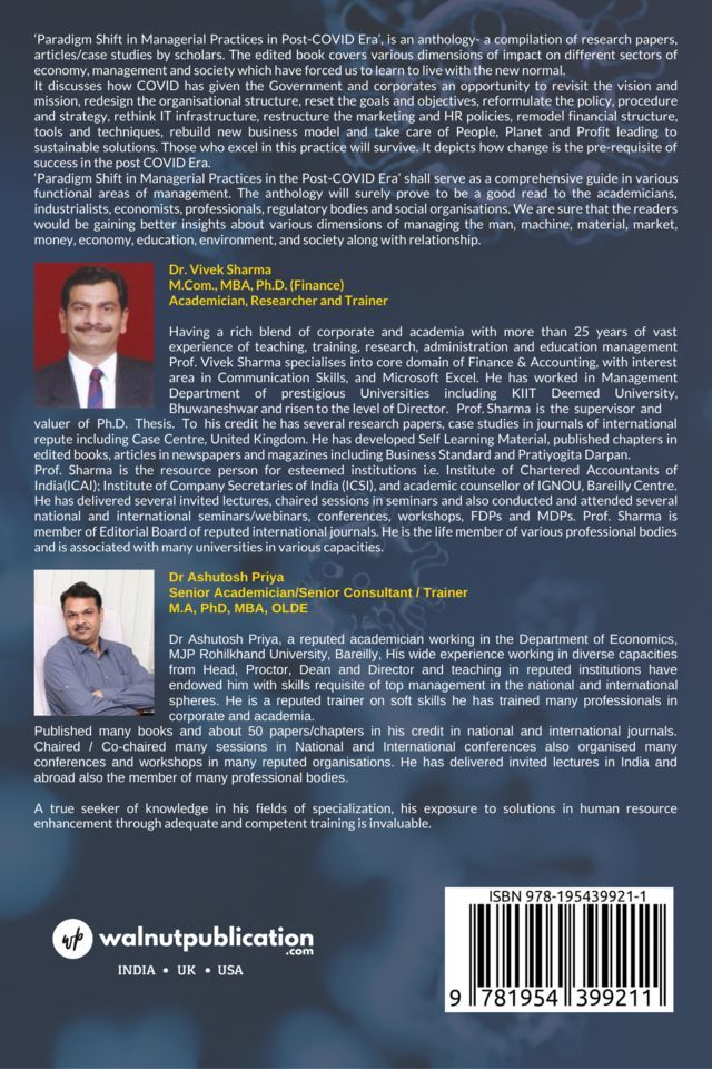 Paradigm Shift in Managerial Practices in Post COVID Era back cover view