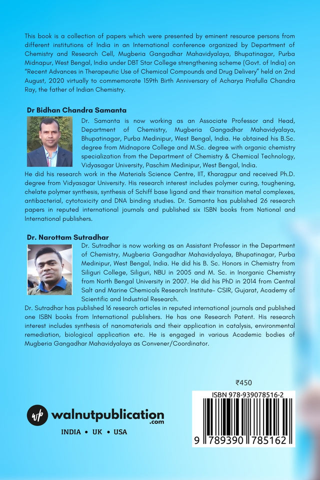 Recent Advancement in Therapeutic Use of Chemical Compounds and Drug Delivery back cover view