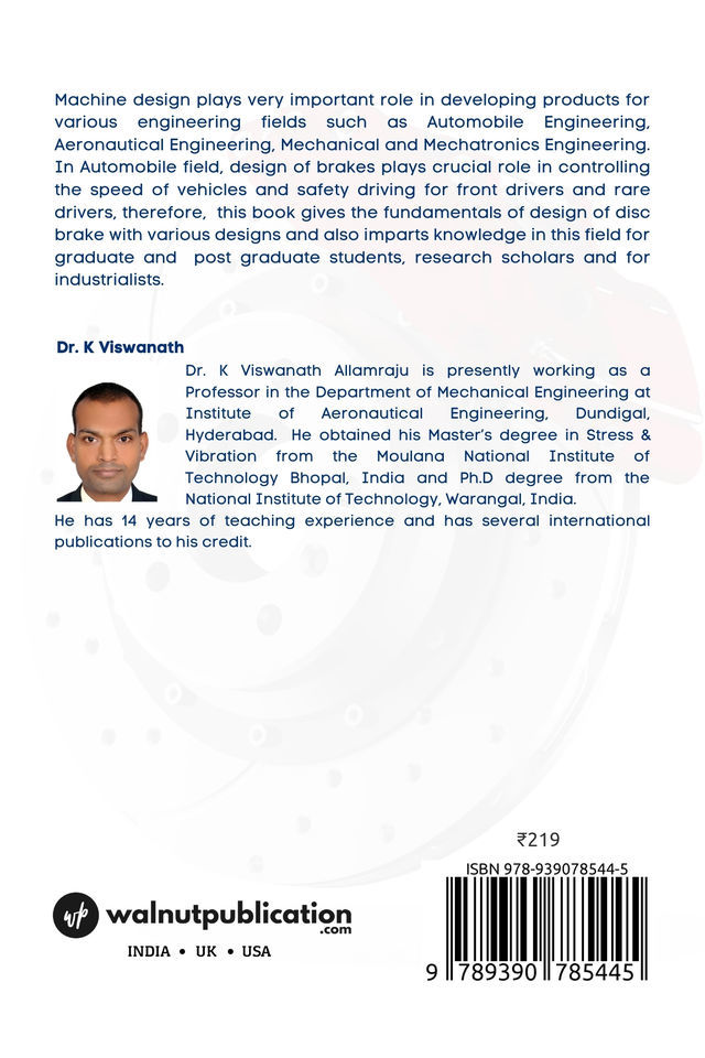 Fundamental Research in Rotor Disc Brake for Design Engineers back cover view