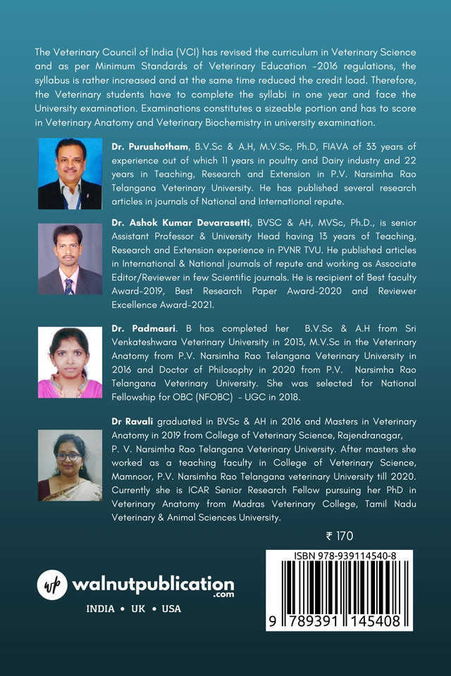 Minutes of Veterinary Anatomy and Biochemistry of Bones back cover view