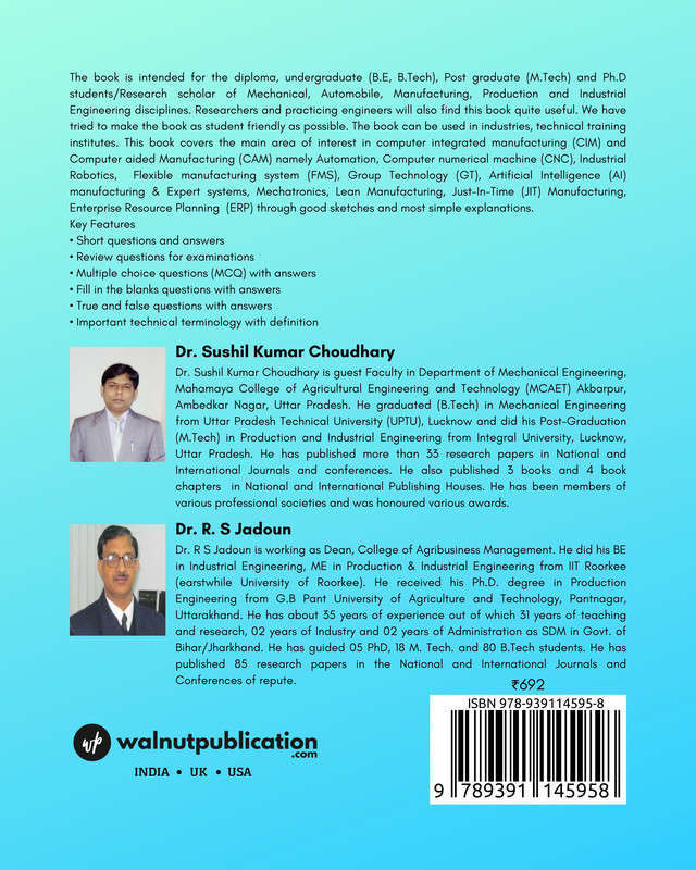 Computer Integrated Manufacturing & Computer Aided Manufacturing back cover view