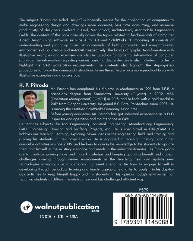 Computer Aided Design: Text book and Practice book back cover view