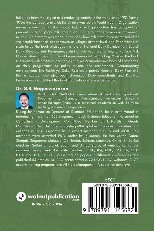 Dairy Industry In India Since Independence ( 1947-2021) back cover view