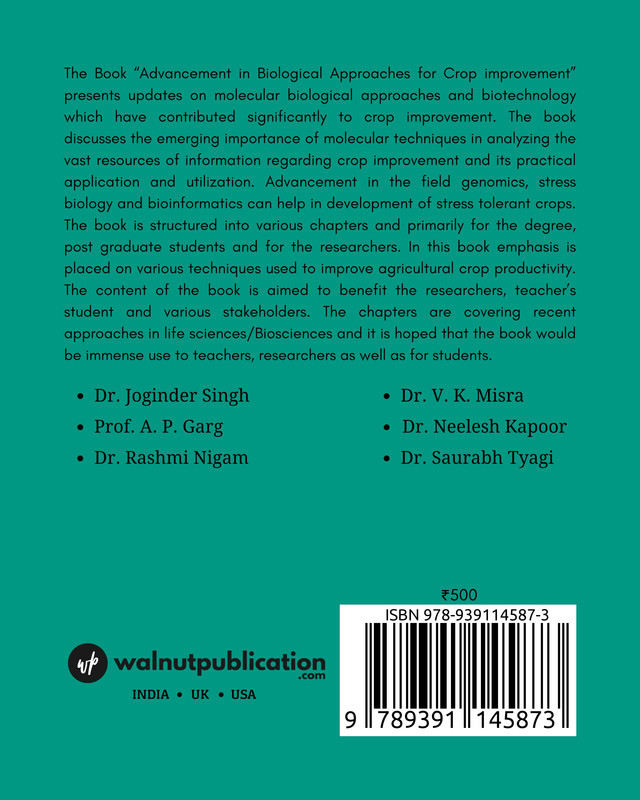 Advancement in Biological Approaches for Crop Improvement back cover view