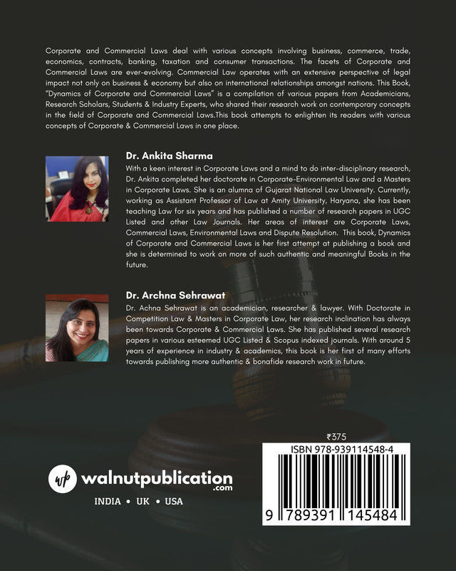 Dynamics of Corporate and Commercial Laws back cover view