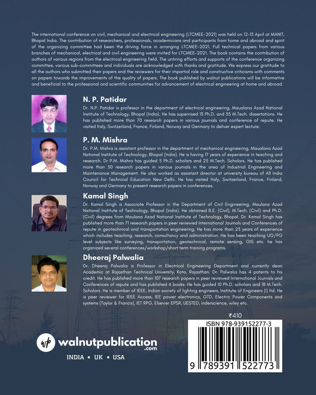 Lecture Notes on Advances in Electrical Engineering back cover view