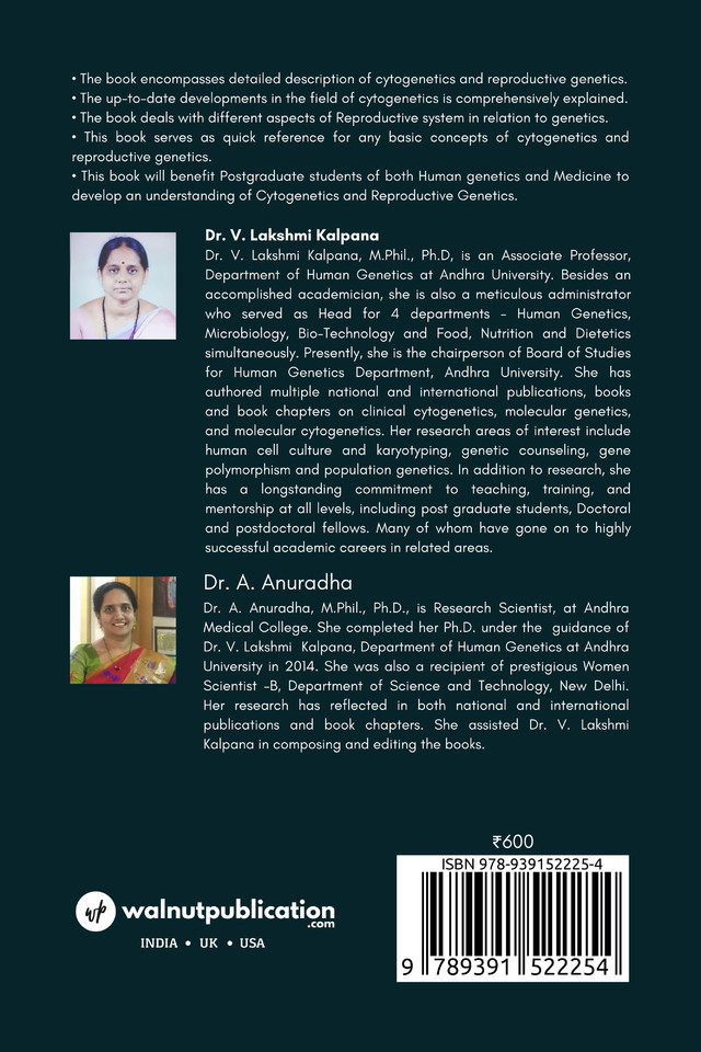 A Text Book of Cytogenetics and Reproductive Genetics back cover view