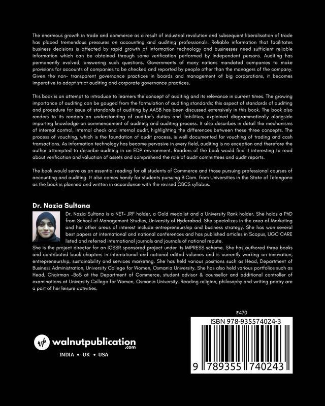 Principles and Practice of Auditing back cover view