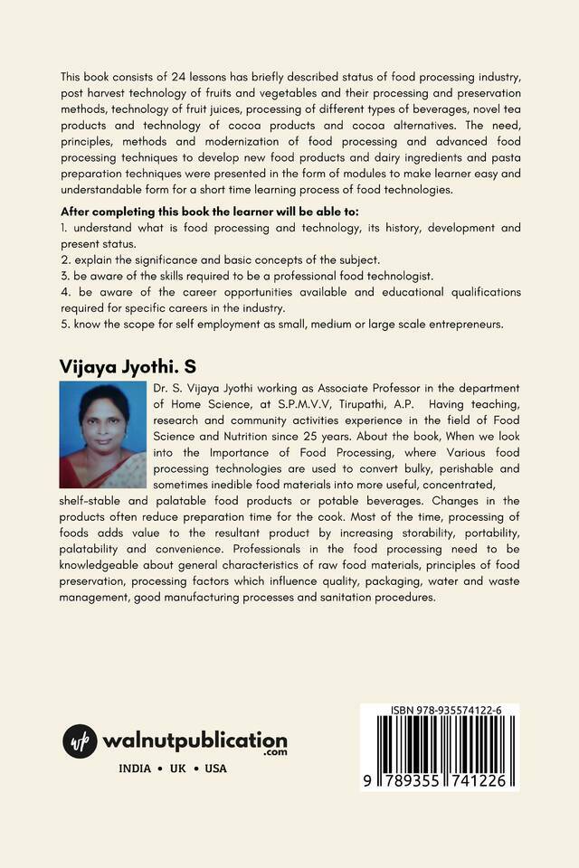 Development of Modules for the Course Food Processing Technologies back cover view