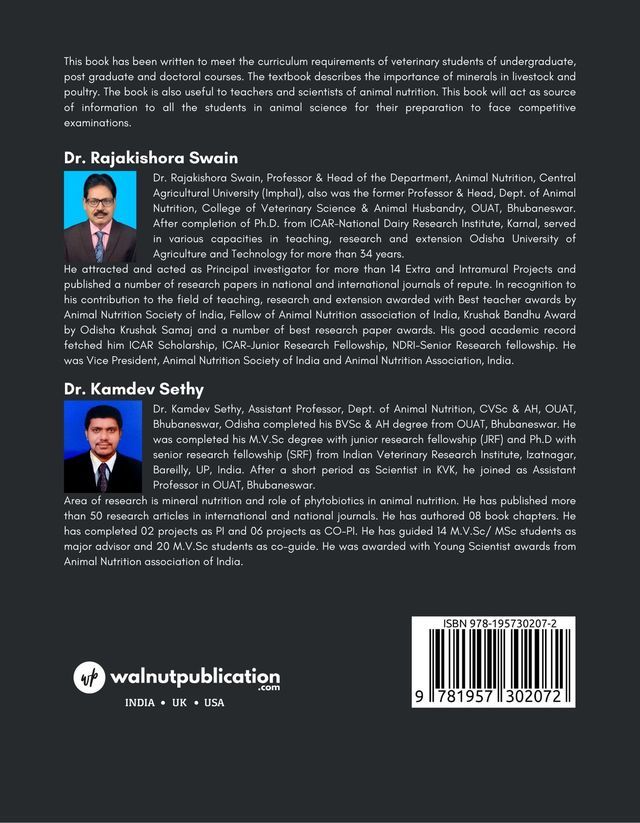 Mineral Nutrition of Livestock and Poultry back cover view