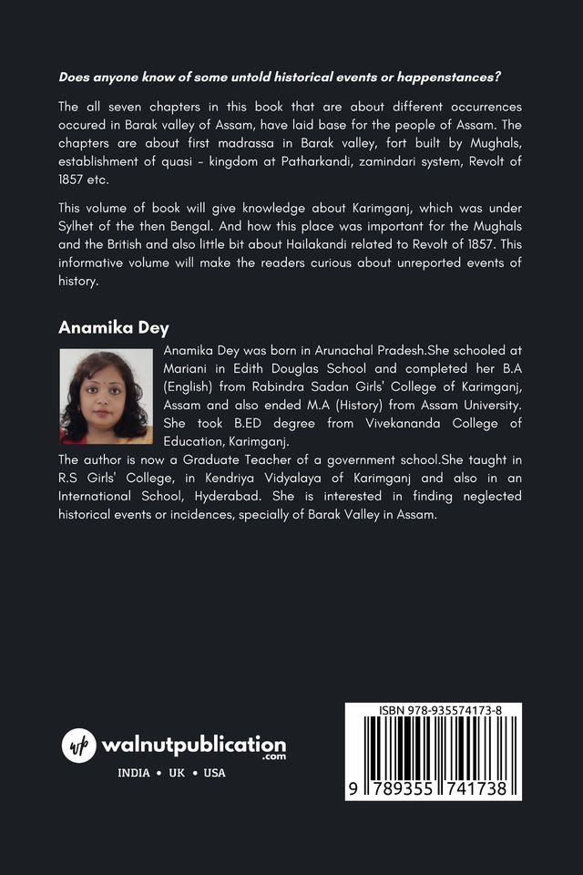 Untold Historical Events of Karimganj, Assam- Succeeding Sepoy Mutiny and Religious Setting back cover view