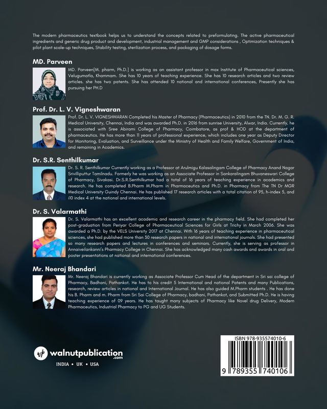 Text book of Modern Pharmaceutics - For M. pharmacy syllabus according to PCI back cover view