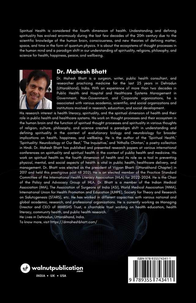 Spiritual Health : A Paradigm Shift in Our Understanding of Spirituality for Health, Happiness, and Wellbeing back cover view
