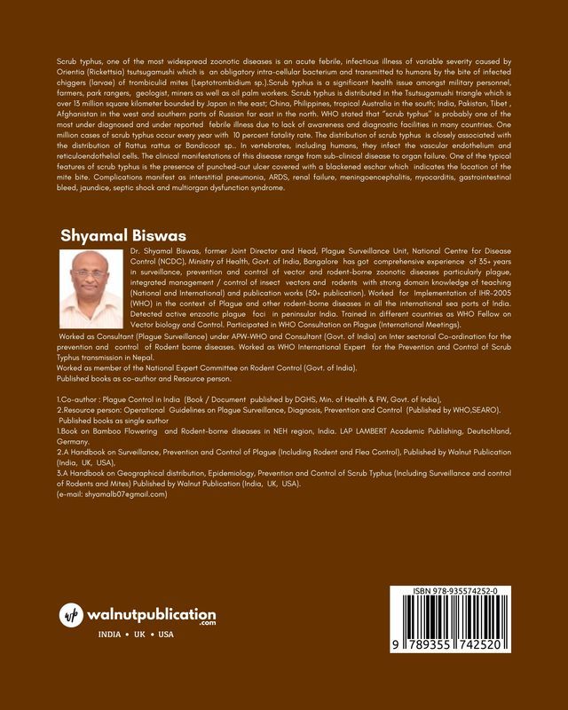 A Handbook on Geographical Distribution, Epidemiology, Prevention and Control of Scrub Typhus (Including Surveillance and Control of Rodents and Mites) back cover view