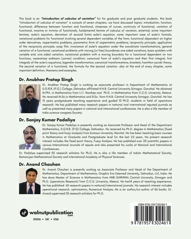 An Introduction of Calculus of Variations and its Application back cover view