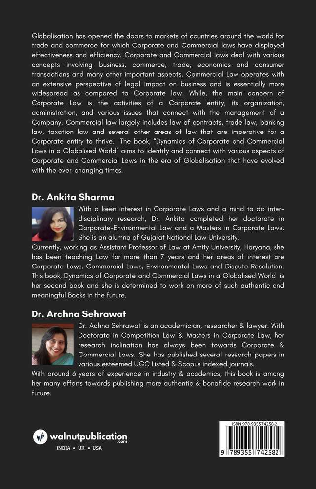 Dynamics of Corporate and Commercial Laws in a Globalised World back cover view