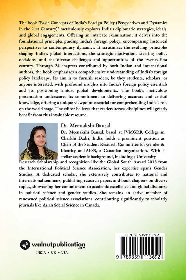 Basic Concepts of India’s Foreign Policy (Perspectives and Dynamics in the 21st Century) back cover view