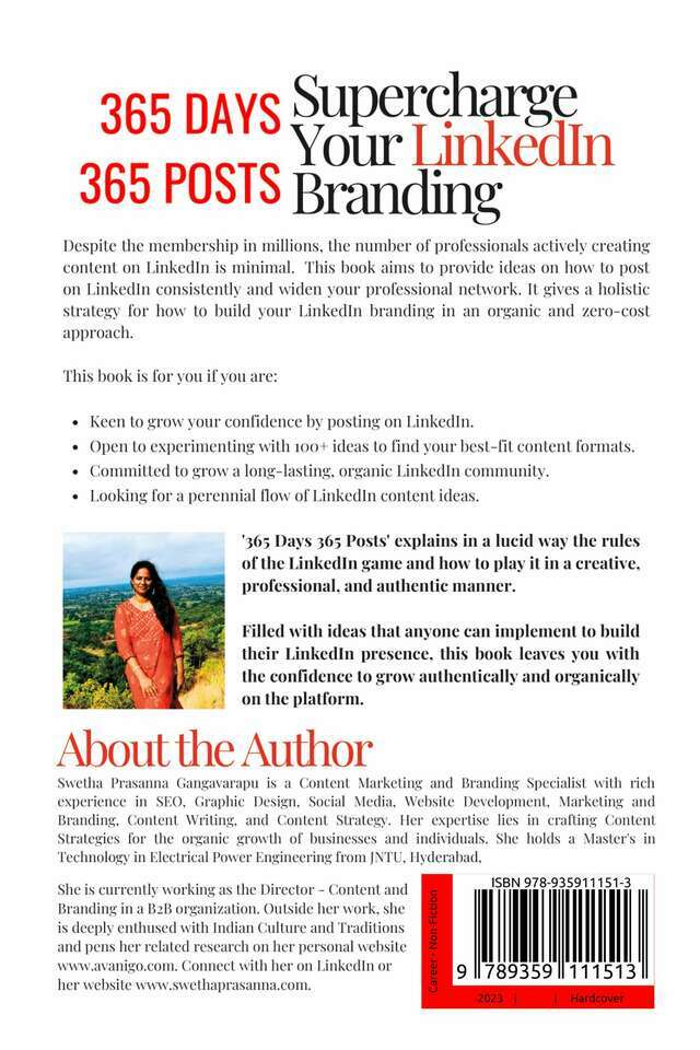 365 Days 365 Posts - A Beginner's Step-By-Step Guide to LinkedIn Personal Branding back cover view