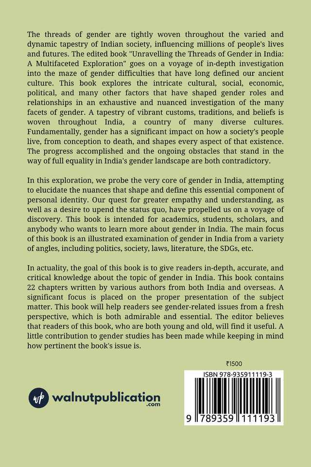 Unraveling the Threads of Gender in India: A Multifaceted Exploration back cover view