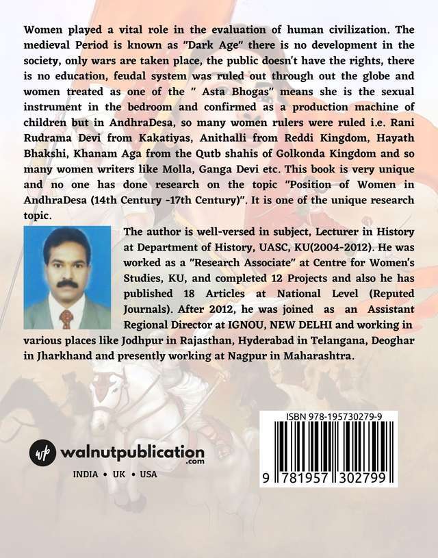 Position of Women in Andhradesa (A.D. 14th Century - 17th Century) back cover view