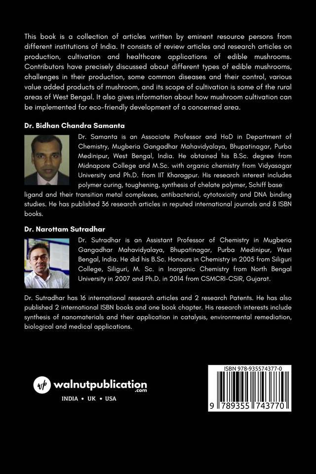 Edible Mushroom: Type, Spawn Production, Cultivation and Health Care Application back cover view