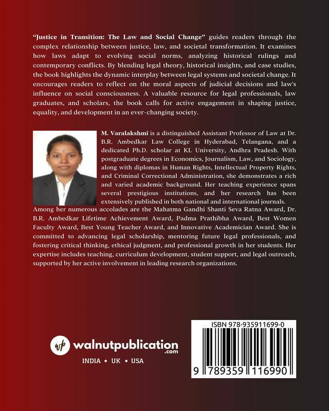 Justice in Transition: The Law and Social Change back cover view